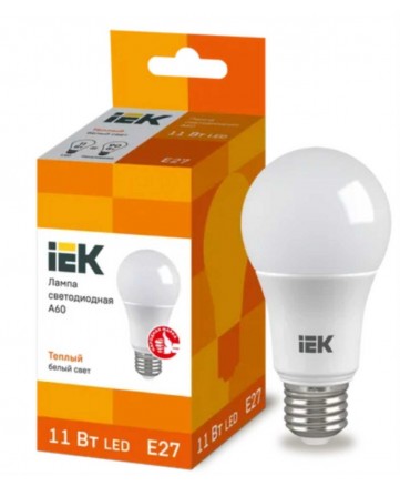 Лампа светодиодная ECO A60 шар 11Вт 230В 3000К E27 IEK арт. LLE-A60-11-230-30-E27