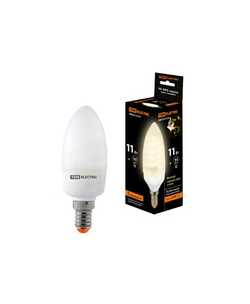 Лампа энергосберегающая КЛЛ-С-11 Вт-2700 К–Е14 TDM (mini) арт. SQ0323-0134