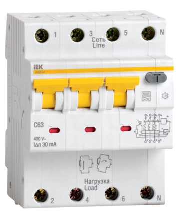 Автоматический выключатель  дифференциального тока АВДТ 34 C50 100мА арт. MAD22-6-050-C-100