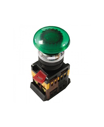 Кнопка AELA22 «Грибок» зеленый d22мм неон/240В 1з+1р ИЭК арт. BBG20-AELA-K06