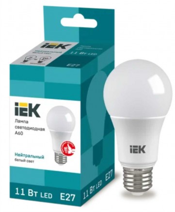 Лампа светодиодная ECO A60 шар 11Вт 230В 4000К E27 IEK арт. LLE-A60-11-230-40-E27