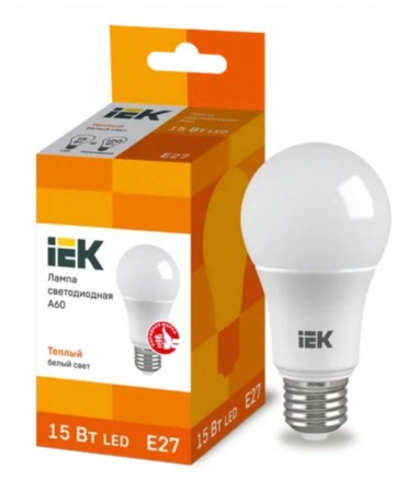 Лампа светодиодная ECO A60 шар 15Вт 230В 3000К E27 IEK арт. LLE-A60-15-230-30-E27