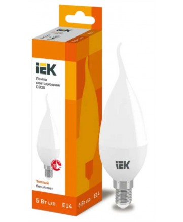 Лампа светодиодная ECO CB35 свеча на ветру 5Вт 230В 3000К E14 IEK арт. LLE-CB35-5-230-30-E14