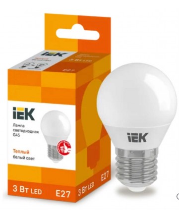 Лампа светодиодная ECO G45 шар 3Вт 230В 3000К E27 IEK арт. LLE-G45-3-230-30-E27