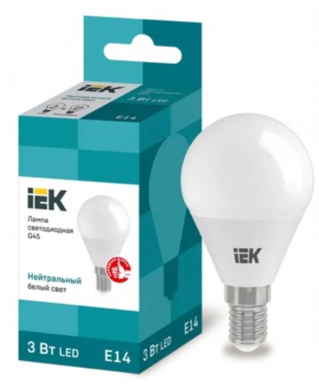 Лампа светодиодная ECO G45 шар 3Вт 230В 4000К E14 IEK арт. LLE-G45-3-230-40-E14