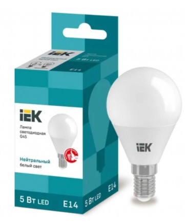 Лампа светодиодная ECO G45 шар 5Вт 230В 4000К E14 IEK арт. LLE-G45-5-230-40-E14
