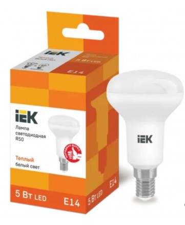 Лампа светодиодная ECO R50 рефлектор 5Вт 230В 3000К E14 IEK арт. LLE-R50-5-230-30-E14