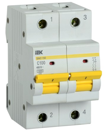 Автоматический выключатель ВА47-150 2Р 100А 15кА х-ка C IEK арт. MVA50-2-100-C