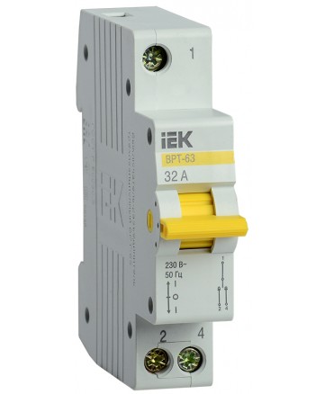 Выключатель-разъединитель трехпозиционный ВРТ-63 1P 32А IEK арт. MPR10-1-032