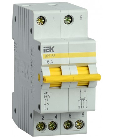 Выключатель-разъединитель трехпозиционный ВРТ-63 2P 16А IEK арт. MPR10-2-016