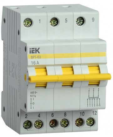 Выключатель-разъединитель трехпозиционный ВРТ-63 3P 16А IEK арт. MPR10-3-016