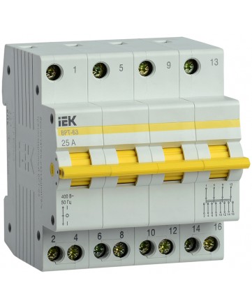 Выключатель-разъединитель трехпозиционный ВРТ-63 4P 25А IEK арт. MPR10-4-025