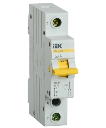 Выключатель-разъединитель трехпозиционный ВРТ-63 1P 50А IEK арт. MPR10-1-050