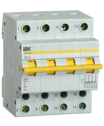 Выключатель-разъединитель трехпозиционный ВРТ-63 4P 63А IEK арт. MPR10-4-063