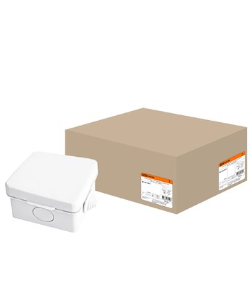 Распаячная коробка ОП 65х65х50мм, крышка, IP54, 4вх. инд. штрихкод, TDM арт. SQ1401-0511